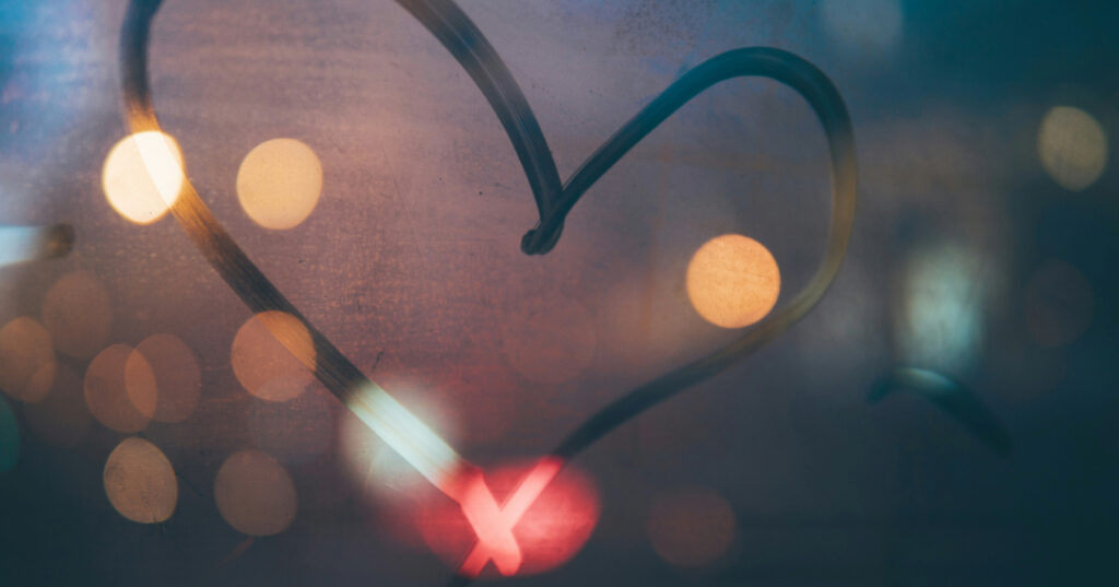 Collard Spiritual Direction photo of a heart drawn through fog on a window. Photo by Michael Fenton via Unsplash.